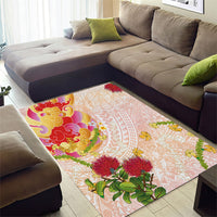 Japanese and Hawaiian Culture Fusion Area Rug Irezumi with Turtles and Lei Kakau Pattern Sunset Vibe