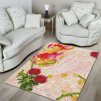 Japanese and Hawaiian Culture Fusion Area Rug Irezumi with Turtles and Lei Kakau Pattern Sunset Vibe
