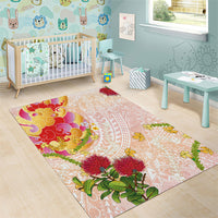 Japanese and Hawaiian Culture Fusion Area Rug Irezumi with Turtles and Lei Kakau Pattern Sunset Vibe