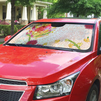 Japanese and Hawaiian Culture Fusion Auto Sun Shade Irezumi with Turtles and Lei Kakau Pattern Sunset Vibe