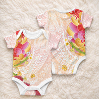 Japanese and Hawaiian Culture Fusion Baby Onesie Irezumi with Turtles and Lei Kakau Pattern Sunset Vibe