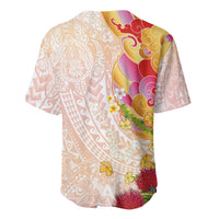 Japanese and Hawaiian Culture Fusion Baseball Jersey Irezumi with Turtles and Lei Kakau Pattern Sunset Vibe