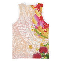 Japanese and Hawaiian Culture Fusion Basketball Jersey Irezumi with Turtles and Lei Kakau Pattern Sunset Vibe