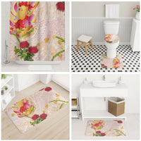 Japanese and Hawaiian Culture Fusion Bathroom Set Irezumi with Turtles and Lei Kakau Pattern Sunset Vibe
