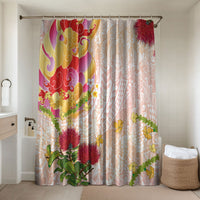 Japanese and Hawaiian Culture Fusion Bathroom Set Irezumi with Turtles and Lei Kakau Pattern Sunset Vibe