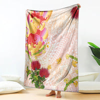 Japanese and Hawaiian Culture Fusion Blanket Irezumi with Turtles and Lei Kakau Pattern Sunset Vibe