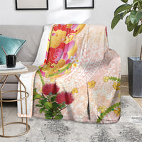 Japanese and Hawaiian Culture Fusion Blanket Irezumi with Turtles and Lei Kakau Pattern Sunset Vibe