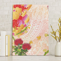 Japanese and Hawaiian Culture Fusion Canvas Wall Art Irezumi with Turtles and Lei Kakau Pattern Sunset Vibe