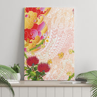 Japanese and Hawaiian Culture Fusion Canvas Wall Art Irezumi with Turtles and Lei Kakau Pattern Sunset Vibe