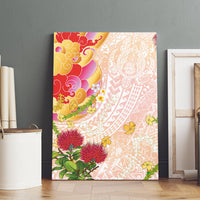 Japanese and Hawaiian Culture Fusion Canvas Wall Art Irezumi with Turtles and Lei Kakau Pattern Sunset Vibe