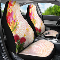 Japanese and Hawaiian Culture Fusion Car Seat Cover Irezumi with Turtles and Lei Kakau Pattern Sunset Vibe