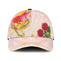 Japanese and Hawaiian Culture Fusion Classic Cap Irezumi with Turtles and Lei Kakau Pattern Sunset Vibe