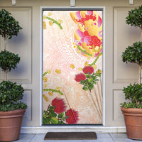 Japanese and Hawaiian Culture Fusion Door Cover Irezumi with Turtles and Lei Kakau Pattern Sunset Vibe