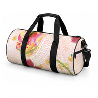 Japanese and Hawaiian Culture Fusion Duffle Bag Irezumi with Turtles and Lei Kakau Pattern Sunset Vibe