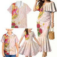 Japanese and Hawaiian Culture Fusion Family Matching Mermaid Dress and Hawaiian Shirt Irezumi with Turtles and Lei Kakau Pattern Sunset Vibe