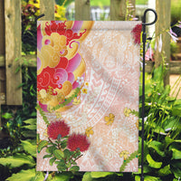 Japanese and Hawaiian Culture Fusion Garden Flag Irezumi with Turtles and Lei Kakau Pattern Sunset Vibe
