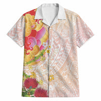 Japanese and Hawaiian Culture Fusion Hawaiian Shirt Irezumi with Turtles and Lei Kakau Pattern Sunset Vibe