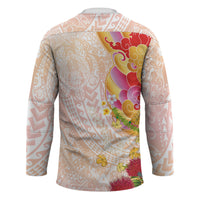 Japanese and Hawaiian Culture Fusion Hockey Jersey Irezumi with Turtles and Lei Kakau Pattern Sunset Vibe