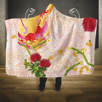 Japanese and Hawaiian Culture Fusion Hooded Blanket Irezumi with Turtles and Lei Kakau Pattern Sunset Vibe