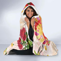 Japanese and Hawaiian Culture Fusion Hooded Blanket Irezumi with Turtles and Lei Kakau Pattern Sunset Vibe