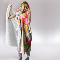 Japanese and Hawaiian Culture Fusion Hooded Blanket Irezumi with Turtles and Lei Kakau Pattern Sunset Vibe