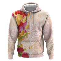 Japanese and Hawaiian Culture Fusion Hoodie Irezumi with Turtles and Lei Kakau Pattern Sunset Vibe