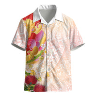 Japanese and Hawaiian Culture Fusion Kid Hawaiian Shirt Irezumi with Turtles and Lei Kakau Pattern Sunset Vibe