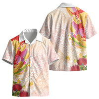 Japanese and Hawaiian Culture Fusion Kid Hawaiian Shirt Irezumi with Turtles and Lei Kakau Pattern Sunset Vibe