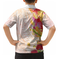 Japanese and Hawaiian Culture Fusion Kid Hawaiian Shirt Irezumi with Turtles and Lei Kakau Pattern Sunset Vibe