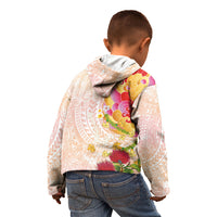 Japanese and Hawaiian Culture Fusion Kid Hoodie Irezumi with Turtles and Lei Kakau Pattern Sunset Vibe