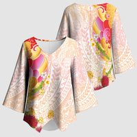 Japanese and Hawaiian Culture Fusion Kimono Sleeve Blouse Irezumi with Turtles and Lei Kakau Pattern Sunset Vibe