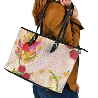 Japanese and Hawaiian Culture Fusion Leather Tote Bag Irezumi with Turtles and Lei Kakau Pattern Sunset Vibe