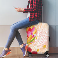 Japanese and Hawaiian Culture Fusion Luggage Cover Irezumi with Turtles and Lei Kakau Pattern Sunset Vibe