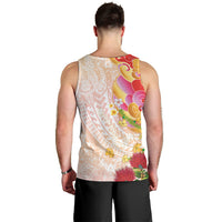 Japanese and Hawaiian Culture Fusion Men Tank Top Irezumi with Turtles and Lei Kakau Pattern Sunset Vibe