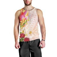 Japanese and Hawaiian Culture Fusion Men Tank Top Irezumi with Turtles and Lei Kakau Pattern Sunset Vibe