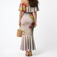 Japanese and Hawaiian Culture Fusion Mermaid Dress Irezumi with Turtles and Lei Kakau Pattern Sunset Vibe