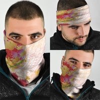 Japanese and Hawaiian Culture Fusion Neck Gaiter Irezumi with Turtles and Lei Kakau Pattern Sunset Vibe