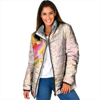 Japanese and Hawaiian Culture Fusion Padded Jacket Irezumi with Turtles and Lei Kakau Pattern Sunset Vibe