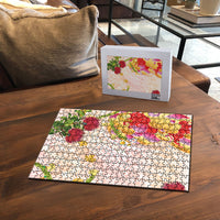 Japanese and Hawaiian Culture Fusion Puzzle Irezumi with Turtles and Lei Kakau Pattern Sunset Vibe