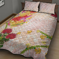 Japanese and Hawaiian Culture Fusion Quilt Bed Set Irezumi with Turtles and Lei Kakau Pattern Sunset Vibe