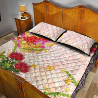 Japanese and Hawaiian Culture Fusion Quilt Bed Set Irezumi with Turtles and Lei Kakau Pattern Sunset Vibe