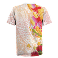 Japanese and Hawaiian Culture Fusion Rugby Jersey Irezumi with Turtles and Lei Kakau Pattern Sunset Vibe