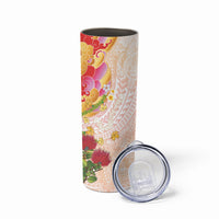 Japanese and Hawaiian Culture Fusion Skinny Tumbler Irezumi with Turtles and Lei Kakau Pattern Sunset Vibe