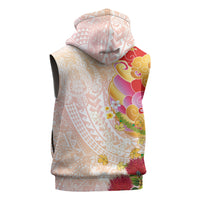 Japanese and Hawaiian Culture Fusion Sleeveless Hoodie Irezumi with Turtles and Lei Kakau Pattern Sunset Vibe