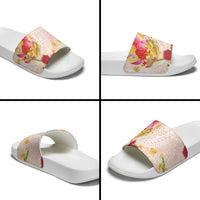 Japanese and Hawaiian Culture Fusion Slide Sandals Irezumi with Turtles and Lei Kakau Pattern Sunset Vibe