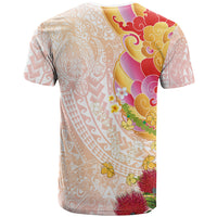 Japanese and Hawaiian Culture Fusion T Shirt Irezumi with Turtles and Lei Kakau Pattern Sunset Vibe