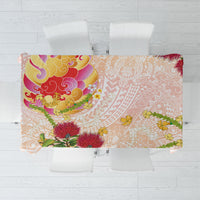 Japanese and Hawaiian Culture Fusion Tablecloth Irezumi with Turtles and Lei Kakau Pattern Sunset Vibe