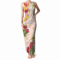 Japanese and Hawaiian Culture Fusion Tank Maxi Dress Irezumi with Turtles and Lei Kakau Pattern Sunset Vibe