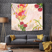Japanese and Hawaiian Culture Fusion Tapestry Irezumi with Turtles and Lei Kakau Pattern Sunset Vibe