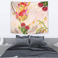 Japanese and Hawaiian Culture Fusion Tapestry Irezumi with Turtles and Lei Kakau Pattern Sunset Vibe